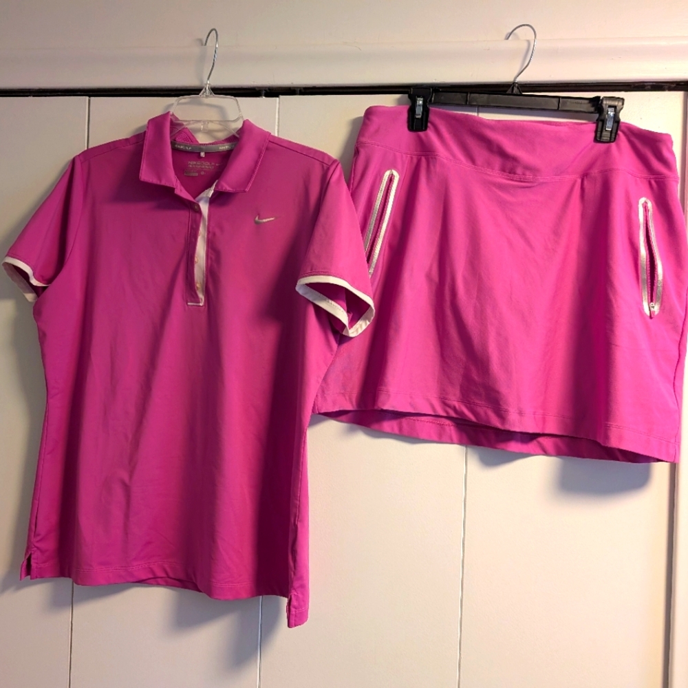 Nike Women's Pink Performance Golf Skort Set